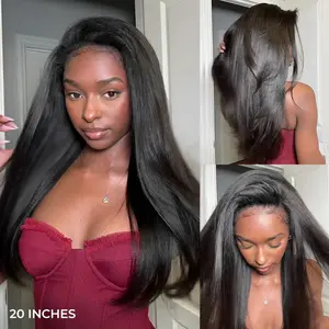 [WEAR GO HALF WIG] ISEE HAIR Invisible Hairline Wear Go Half Wig Yaki Straight Silk Press Seamless Flip Over Wig Glueless Human Wigs Beginner Friendly Vacation Hair #SummerWins #DealsForYouDays