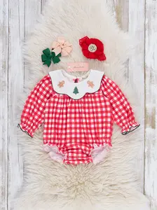 Gingerbread Dance Gingham Bubble Romper