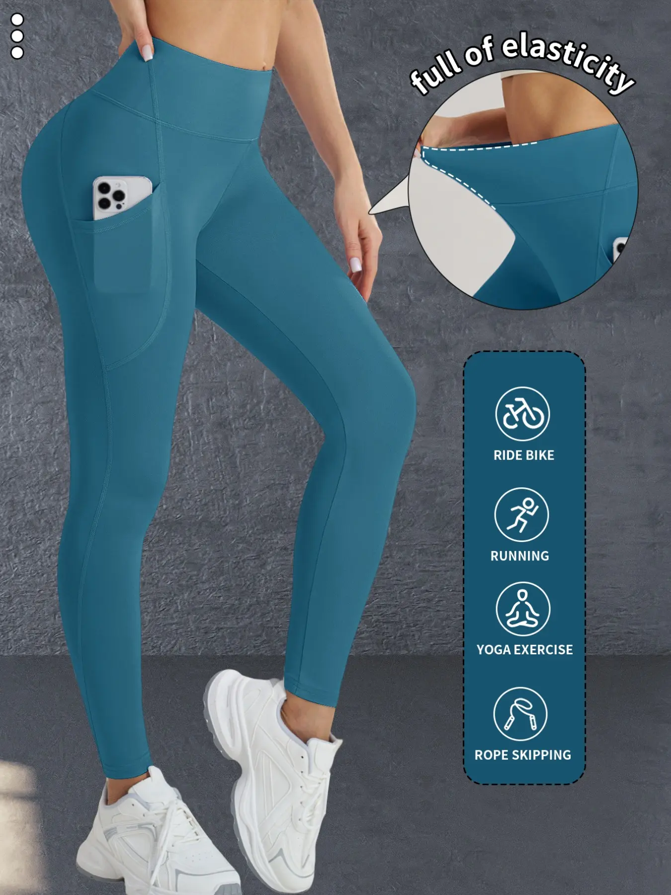 Women's High Waist Tight-Fit Yoga Pants with Pockets, Sporty Style Gym & Casual Wear, All-Season Stretch Fitness Apparel, High Waisted Leggings, Active Wear, Fitness Clothes