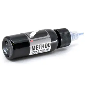 Method Hand Poke Ink - Black Tattoo Ink for Permanent Makeup and Cosmetic Tattoos 1oz