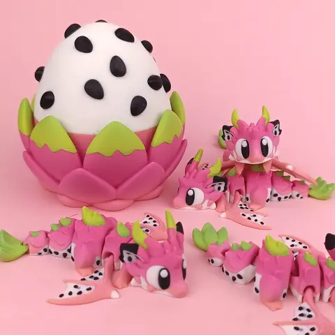 Dragon Fruit Baby Dragon with Egg  | Adorable 3D Printed Collectible Dragon Egg