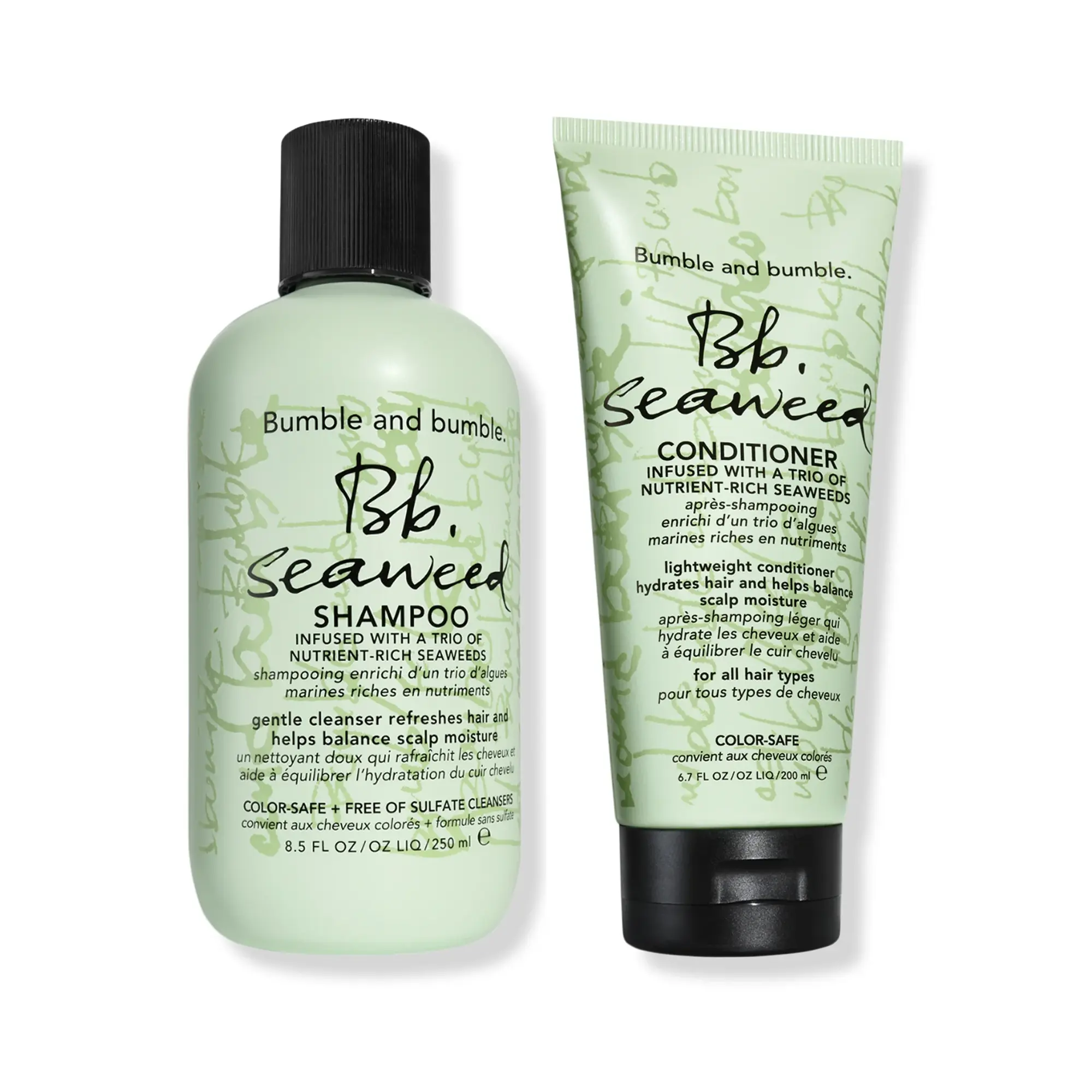 Bumble and bumble Seaweed Shampoo & Fine Hair Conditioner, Lightweight Daily Cleansing Haircare Duo for Dry Hair, 8.5oz & 6.7oz, Blend, Unisex