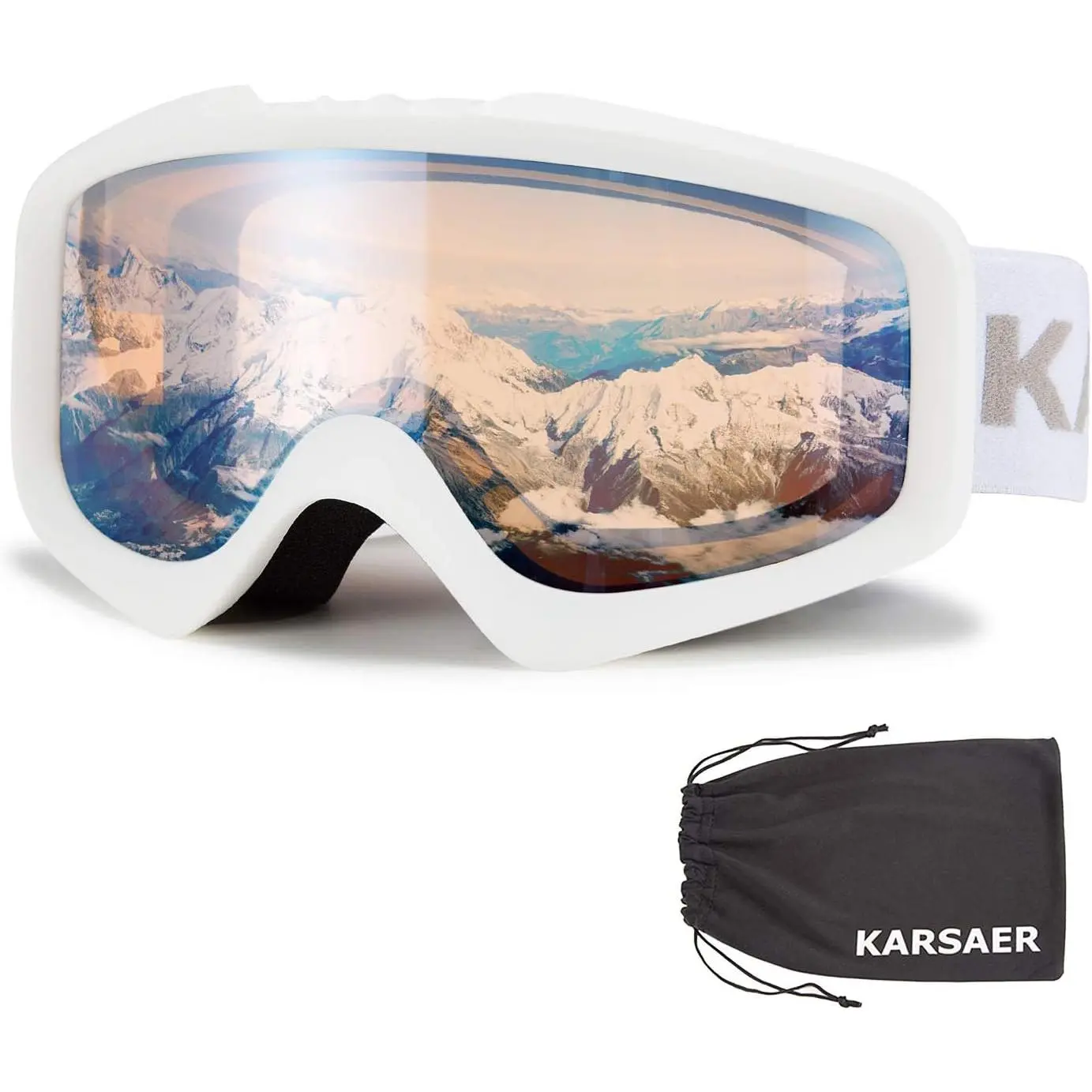 Ski Goggles Anti-Fog Snow Goggles OTG 100% UV Protection Snowboard Goggles Bendable Dual-Lenses for Men Women Youth B7012