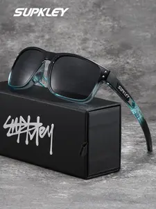 SUPKLEY Lightweight Polarized Sport Fashion High Quality Sunglasses, Square Frame Metal Hinges, Ideal for Golf Driving Fishing Outdoor Activities, Trendy Square Sunglasses