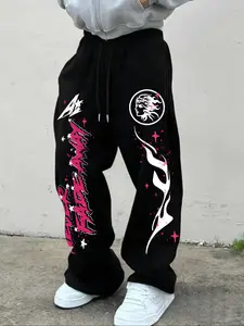 Casual Loose-Fit Sweatpants, Drawstring Waist, Comfortable Street Style, Athleisure Style, Perfect for Daily, Sports, and Gatherings