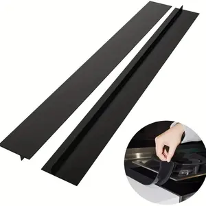 Silicone Stove Counter Gap Cover 21" , Easy Clean Gap Filler Sealing Spills Between Kitchen Counter, Appliances,Stovetop, Oven, Washing Machine, Washer, Dryer Set of 2 (Black)