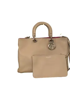 Pre-owned Dior Leather Shoulder Bags Christian Shoulder Bag Taupe Color