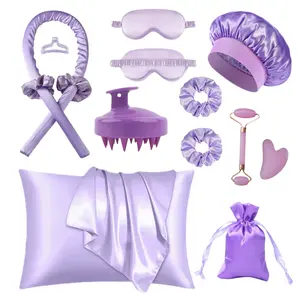 Heatless Curling Hair Care Set, Multiple Colors Available, Includes Heatless Curler, Satin Pillowcase, Sleep Cap, Eye Mask, Scalp Massager, Curly Hair Kit, Heatless Hair Curlers