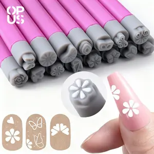OPUSPORT｜Nail Art Stamping Pen Set, Floral Nail Design Tools for Women and Girl, DIY Nail Doodles Kit for Party and Homes Manicures Christmas Gift New Year Holiday Present