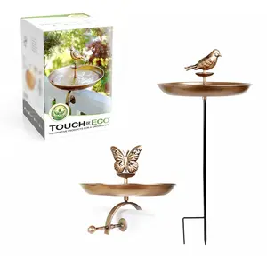 Touch of Eco TOE408 Bird & Butterfly Oasis Pollinator Bird Bath Perfect for Garden, Patio, and Yard Decor Can Be Staked or Mounted to Deck
