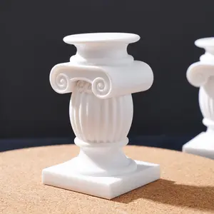 Drum-Shaped Roman Column Sculpture, Church Decor, European Candle Holder, Festival Decoration, Home Desk Ornament, Wedding Decor, Candlestick
