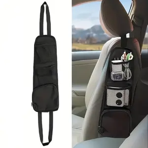 1 Pc Car Seat Organizer Bag, Car Interior Accessory – Oxford cloth multi-pocket storage with mesh compartments. Durable side-hanging design for cars, SUVs and trucks, perfect for storing essentials and keeping your vehicle organized.