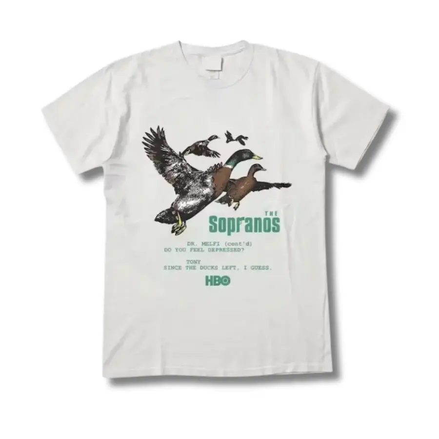 Vintage Mob Therapy Ducks T-Shirt, “Do You Feel Depressed” Quote Graphic Tee, Retro Crime Drama Inspired Unisex Cotton Shirt