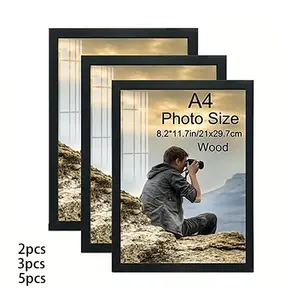 Wooden Photo Frame Set 2/3/5pcs A4 Size 8x12 Inches, Mdf Durable Sturdy Frame Wall Hanging Picture Frames for Photos Certificates Memorabilia Gifts