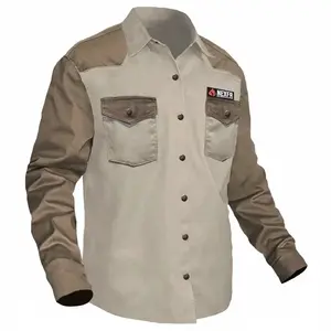 NEXFR FR Shirt for Men – Welding Shirt | CAT 2 (8.0 cal/cm²) Flame-Resistant | NFPA 2112 & ASTM D1230 Certified | Anti-Static Twill, Bronze Snaps, Long-Sleeve Protection