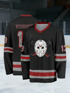 Friday the 13th #13 Men's Hockey Jersey – Lightweight Long Sleeve Hockey Shirt, Athletic Shirt, Retro Horror Style, Perfect Gift for Hockey Fans