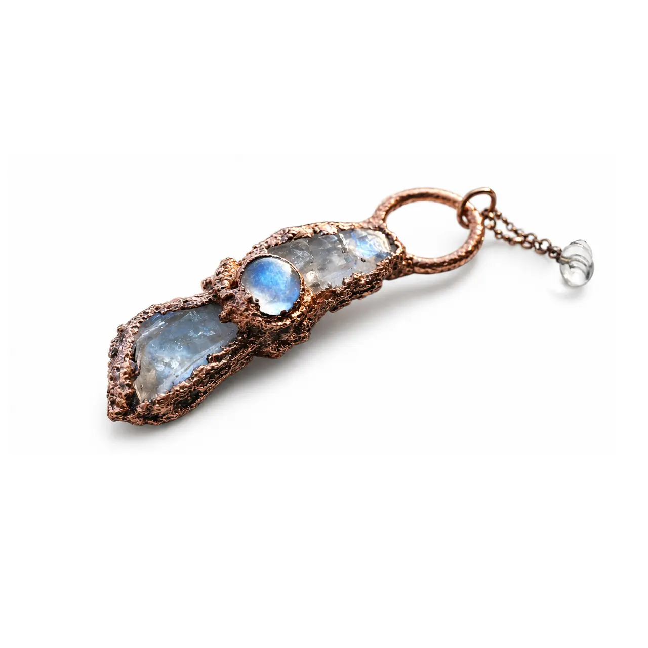Copper Deep Sea Creature Pendant Necklace Natural Amethyst, Clear Quartz & Lepidolite Jewelry