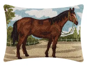 Brown Horse Hooked Pillow