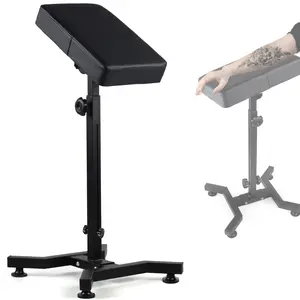 Tattoo Armrest Stand with Thickened Sponge PVC Leather Pad, 180° Rotation Adjustable Height Heavy-Duty Iron Tattoo Equipment for Tattoo Artists (25.5-39.5")