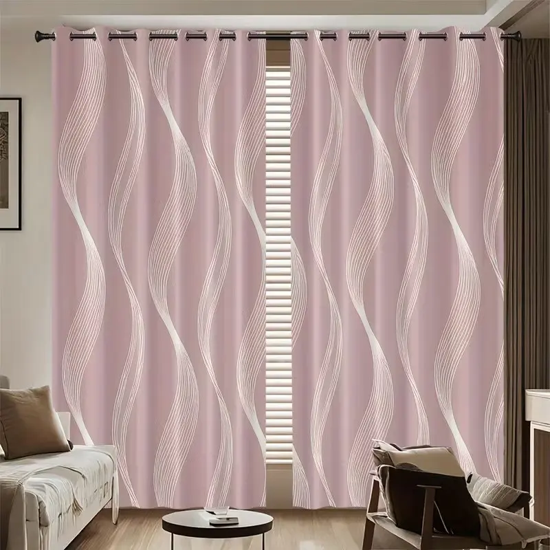 Two-Piece Striped Curtains, Semi-Transparent Polyester, Ideal for Bedroom, Living Room, Dining Room, Year-Round Home Window Decor, Home Decoration Curtain, Home Textile