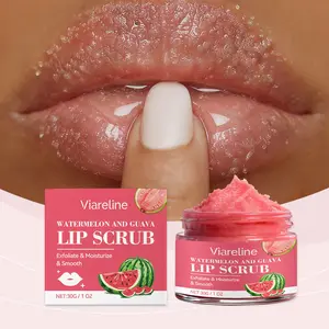 Sugar Lip Scrub for Dark Lips – Exfoliating Lip Scrub for Smooth & Soft Lips with Watermelon & Guava, Lip Exfoliator & Moisturizer for Dry, Chapped Lips, Natural Lip Care, 30g/1oz