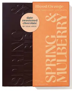 Blood Orange Dark Chocolate Bars | Spring & Mulberry | Refined Sugar Free Dark Chocolate Sweetened with Dates, Healthy Chocolate, Plant Based Chocolate, Dairy Free Chocolate Cacao Chocolate Bar