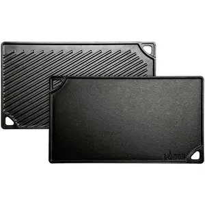 Lodge Cast Iron Seasoned Double Play Reversible Grill/Griddle, Black