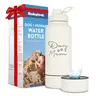 Dog + Human Water Bottle- 32 oz Stainless Steel Bottle with 8 oz Detachable Bowl & Leak-Proof Chug Lid Drinking Water Bowl