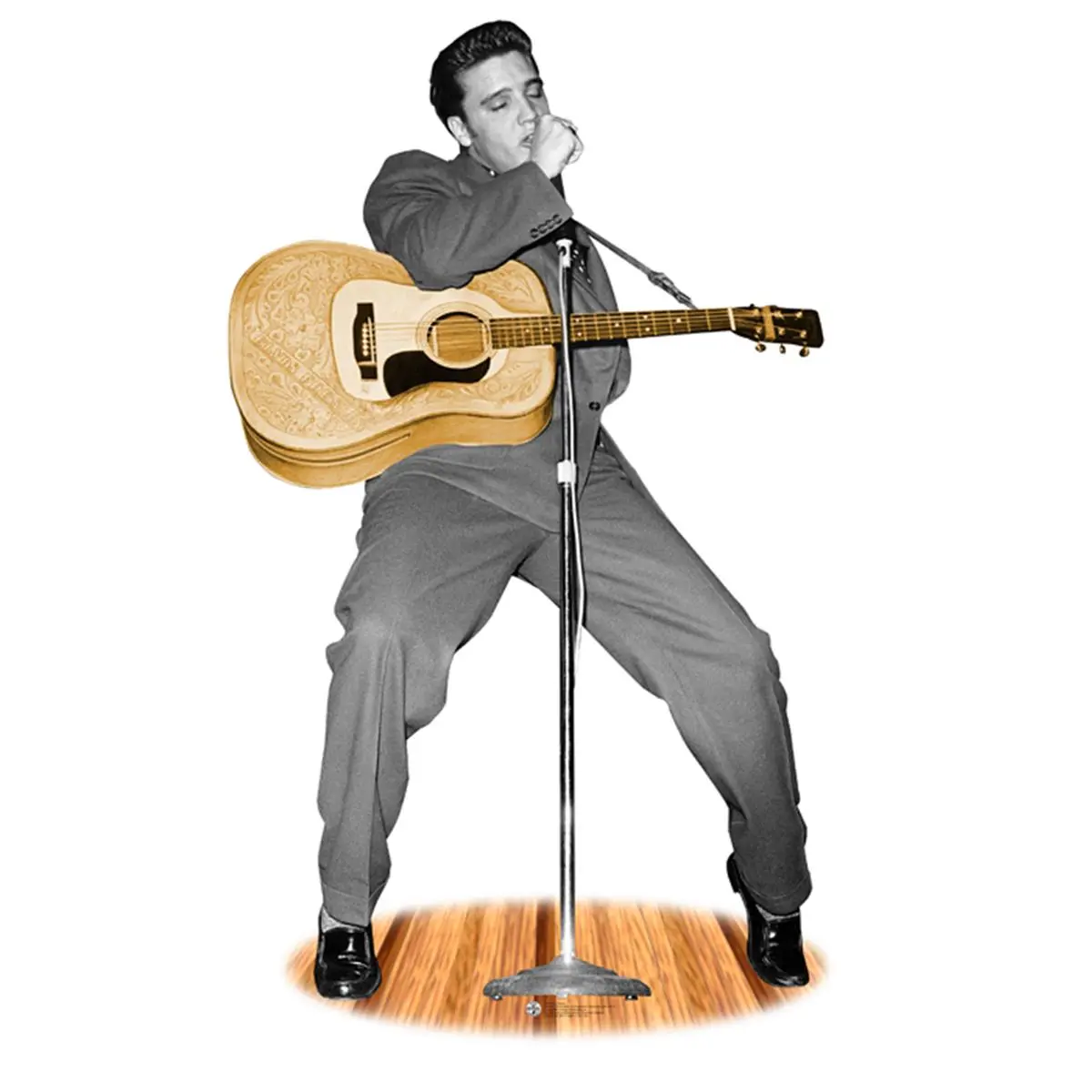 212 MAIN Elvis Presley 68" H Life-Size Cardboard Stand - Advanced Graphics Solid Corrugated Cutout, Mountable Home Decor Wall Accent, Motion Audio Feature, Party Decorative Piece