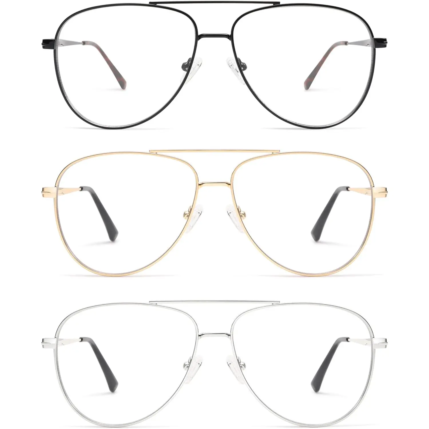 Trendy Aviator Reading Glasses for Women,Men Blue Light Blocking  Readers Retro Metal Frame AM6162