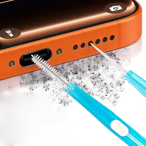 5pcs Cell Phone Cleaning Kit Dual Side Multifunction Tools Anti-Clogging Nylon Brushes & Hook Cleaner for iPhone 17 Pro Max Charging Port, Phone Speaker Mini Cleaning Kits