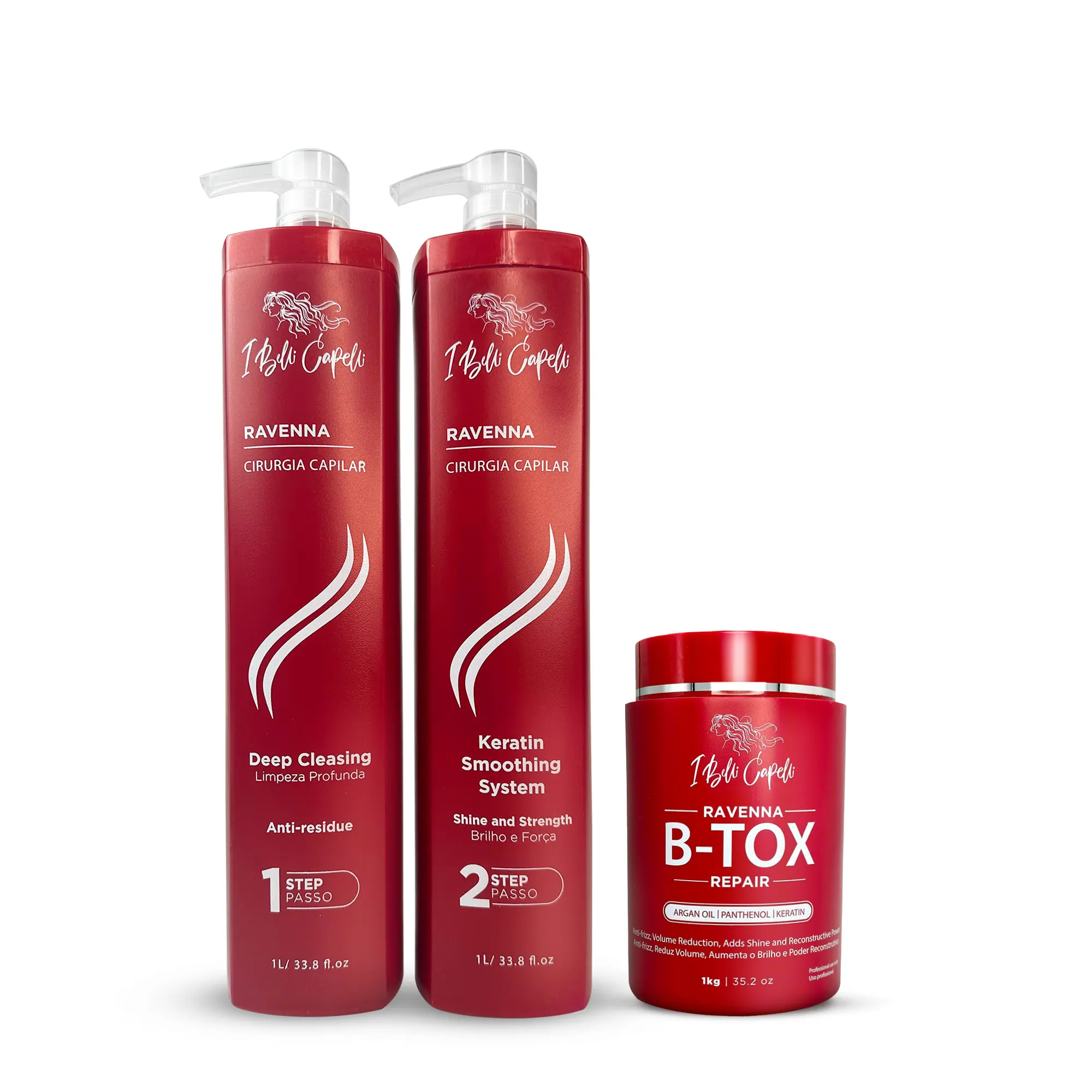 Kit I Belli Capelli Ravenna Intense Hair Care + Btox Repair Mask Conditioner Haircare Keratin Traditional Silky Shampoo Oil Argan Oil