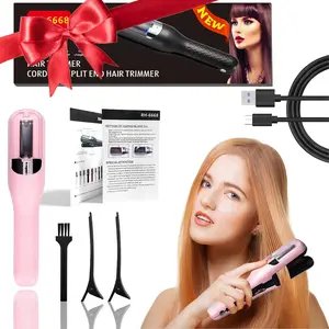 Glam Goddess Automatic Rechargeable Split End Clipper, Multifunctional Trimmer for Dry, Damaged, Brittle, Straight, Curly, Frizzy Hair, Beauty Brush Gift