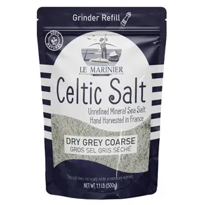 Le Marinier Celtic Salt Dry Grey Coarse Sea Salt, 1.1lb - 18oz. Mineral Rich Unrefined Sea Salt 100% Natural, Hand Harvested Mineral Celtic Salt, Sel Gris, Sea Salt for Grinder Refill(1.1lb Grey Coarse)