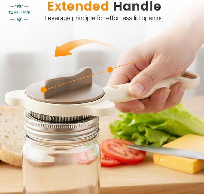 4 in 1 Multi-Purpose Jar Opener, 2026 Upgrade Adjustable Three Claw Bottle Opener with Non Slip Teeth, Multi Size Lid Tool for Jars Cans Wine Bottles, Home Kitchen Helper (1pcs)