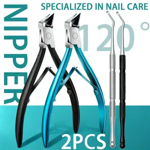 2-piece Set Unisex Household Nail Clippers Set Splash-proof Precise Trimming Stainless Steel Slant Nail Care Tool Nail Cutter Blade