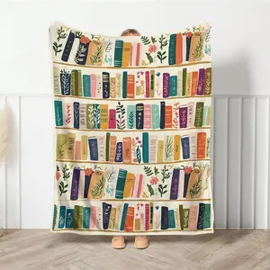 Ultimate Book Lover Gift Vintage Bookshelf Library Throw Blanket Cottagecore Wildflowers Design Perfect Christmas Present For Readers All Ages Cozy Literary Themed Blanket For Reading Enthusiasts