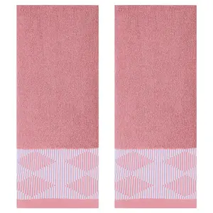 REGALWOVEN Diamond Patterned Hand Towel, Thick Cotton Absorbent Face Soft Towels for Spa, Bath, Gym, Kitchen 2 Pack Dark Pink