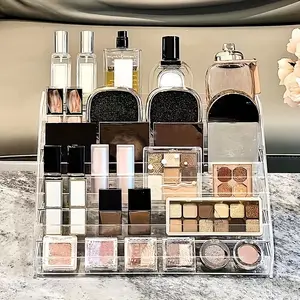 1 set of heavy-duty clear acrylic 5-layer nail polish and storage tower - 27 inches high, 3.2 cubic feet capacity, countertop storage rack - display stand for fragrances, skin care products, cosmetics, Makeup tool organizer - no assembly tools required