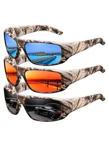 3 pairs of the latest camo pattern sports sunglasses, suitable for both men and women, available in multiple colors, offering UV protection, ideal for various outdoor activities, with luxurious design, Outdoor Sports Eyewear
