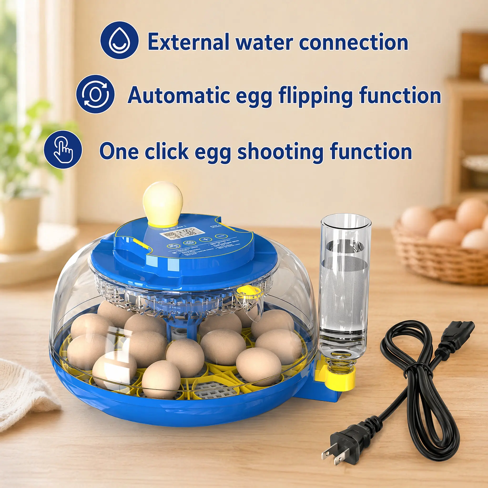 18 Egg Incubator for Hatching Eggs, Egg Incubators with Automatic Egg Turning, Temperature and Humidity Control, Egg Candler, Automatic Water Bottle Refill, Incubator for Chicken, Ducks, Goose