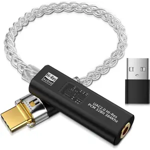 USB C to 3.5mm Audio Adapter Equipped with Dual DAC Chip CX31993&MAX97220, Audio Dongle with HiFi Amplifier, USB C to 3.5mm Headphone Aux Converter & USB A Adapter for Android  iPad PC