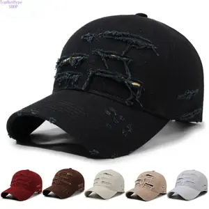 Vintage Distressed Baseball Cap for Men, Ripped Hip-Hop Hat with an Adjustable Strap for Streetwear and Night Out, Adjustable Snapback, Mens Hats