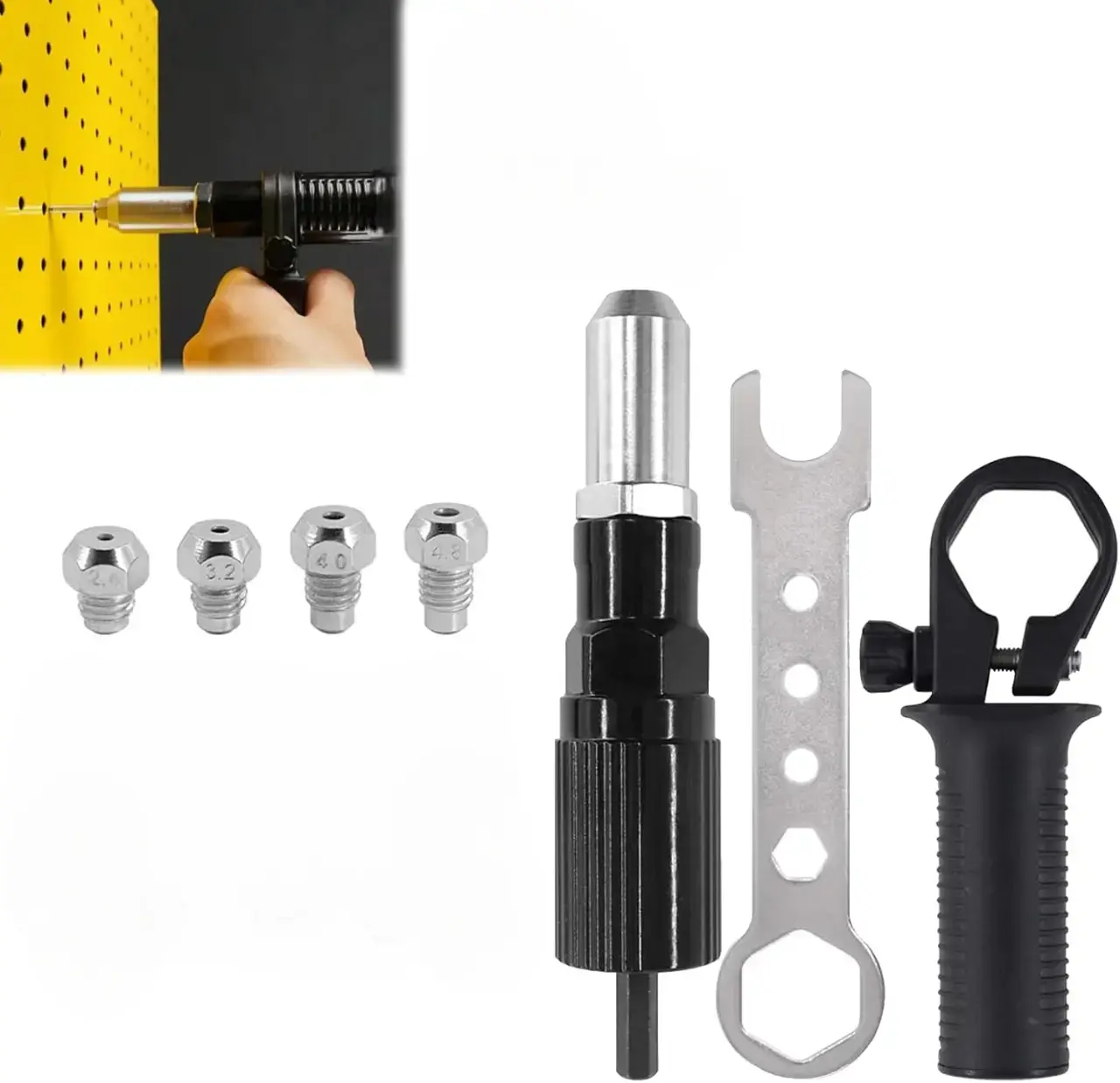 Durable Electric Drill Rivet Gun Adapter - Easy-to-Use Hand Riveter Attachment, Heavy-Duty Hardware Accessory for Home Repairs, Seamless Adaptation, Longevity and Reliability