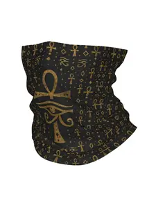 Ancient Egyptian Patterns Thin Bandana Neck Gaiter Wrap Scarf Headband Neck Cover |, Elastane, Street Style