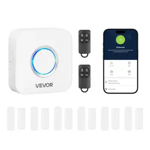 【FathersDayGift】VEVOR Door Chime,  , DC 12V, Wireless Door Open Contact Sensor Alarm Chime with 656 ft Range, for Business, Store, Home, Office (1 Receiver & 6 sensors(APP))