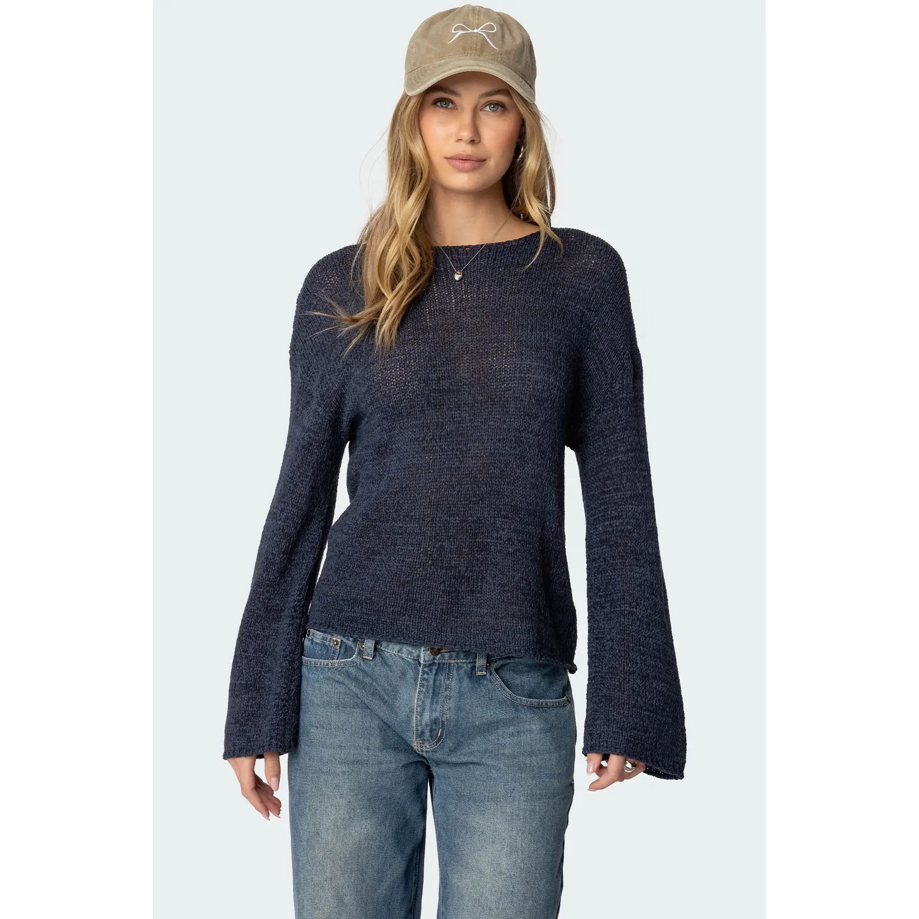 Drop Shoulder Light Knit Sweater