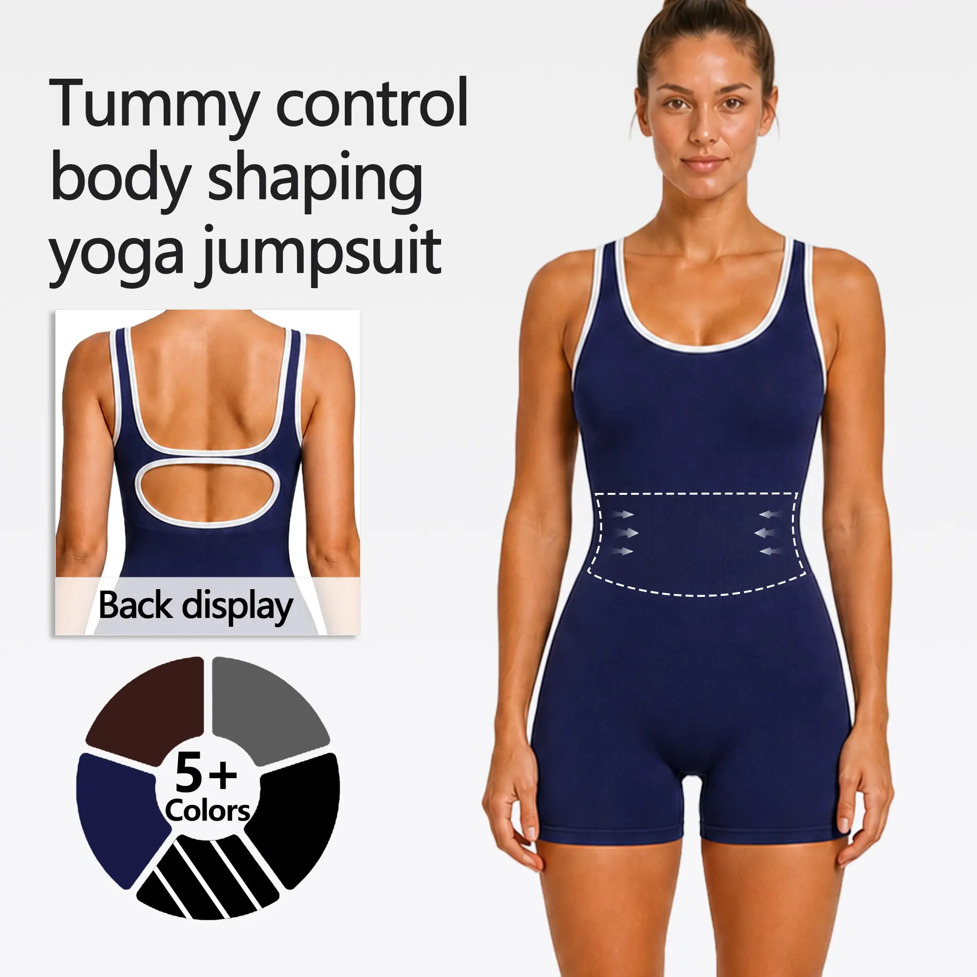 SUOVADUN Women’s Backless Workout Jumpsuit, Sexy One-Piece Activewear in Petite and Plus Sizes for a Minimalist, Comfortable Look LTY003