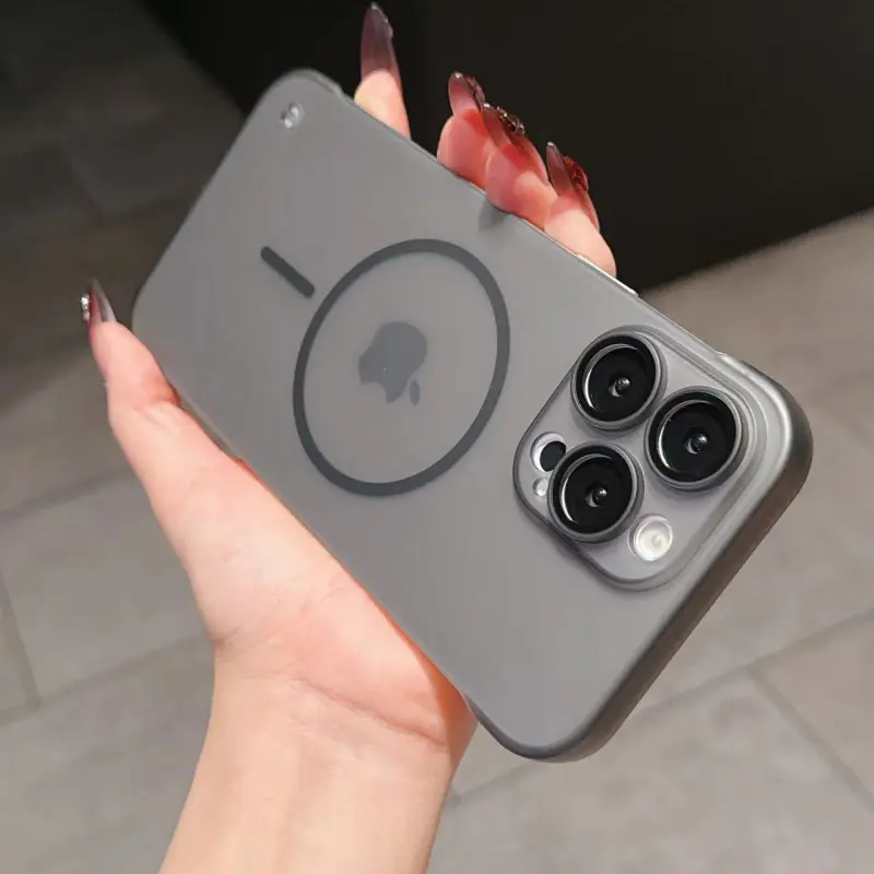 Semi-enclosed borderless thin ring magnetic attraction is suitable for 16Promax mobile phone case, ultra-thin iphone15 frosted 14 simple 15pro all-inclusive lens 16 protective cover, Smartphone Shell