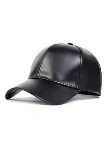 Unisex PU Leather Baseball Cap, Warm Sun Protection Snapback Hat, Fitted Street Style for All Seasons, Men Women Outdoor Wear